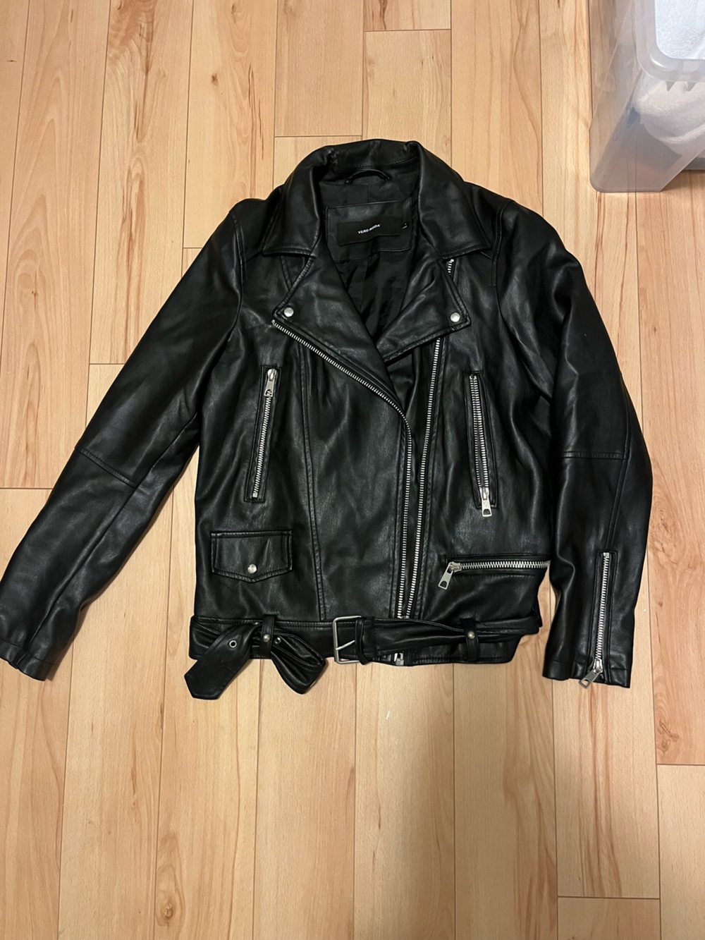 Vero Moda Black Leather Jacket with Belt